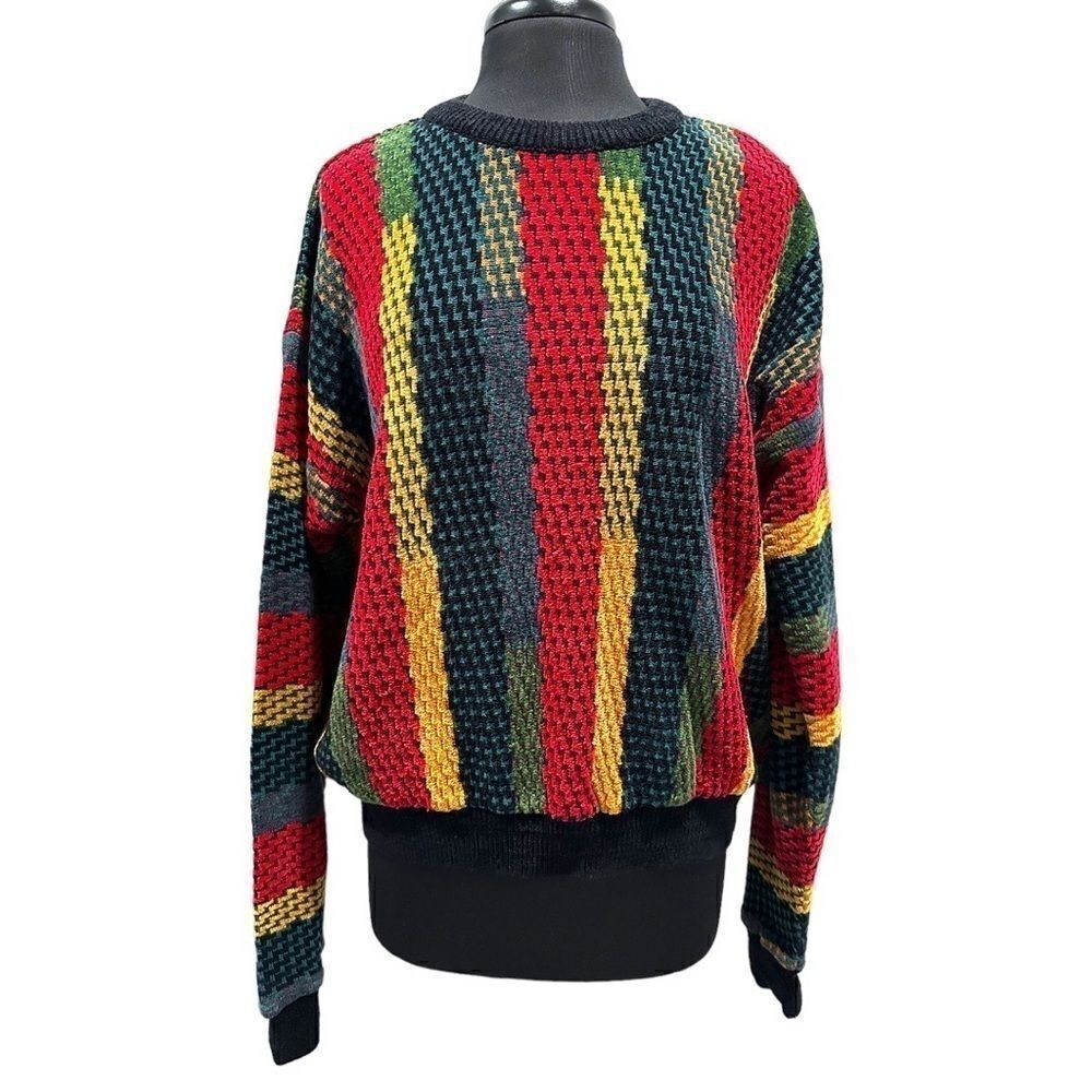 Vintage Tundra Canada Coogi Style 3D Knit Sweater Multicolor Cosby 90s Large